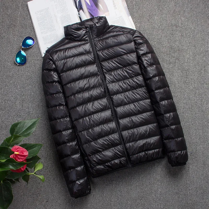White Duck Autumn Winter Light Down Jacket Men's Fashion Hooded Short Ultra-thin Lightweight Youth Slim Coat Down Jackets 2023