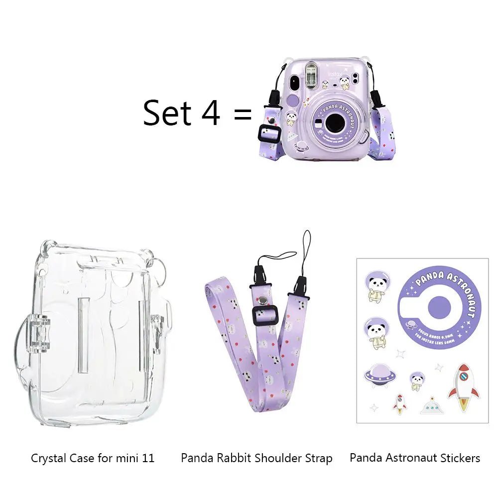 3 in 1 Transparent Shoulder Strap Storage Case Camera Cover Photo Bag Protective Shell For Fujifilm Instax Mini 11