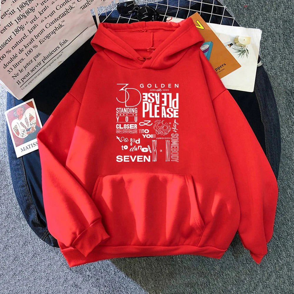 JungKook Golden Hoodie Women Harajuku Standing Next To You Hoodies Unisex Autumn Winter Vintage Seven Pullover Sweatshirts Korea
