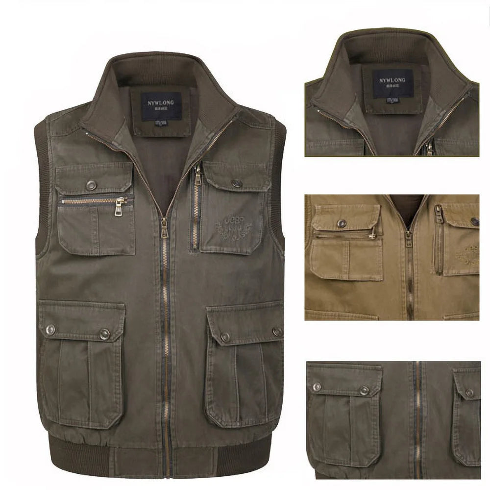 Men Large Size XL-4XL Fit Vest Male High Quality Sleeveless Comfortable Jacket Homme Classic 100% Cotton Tactical Waistcoat