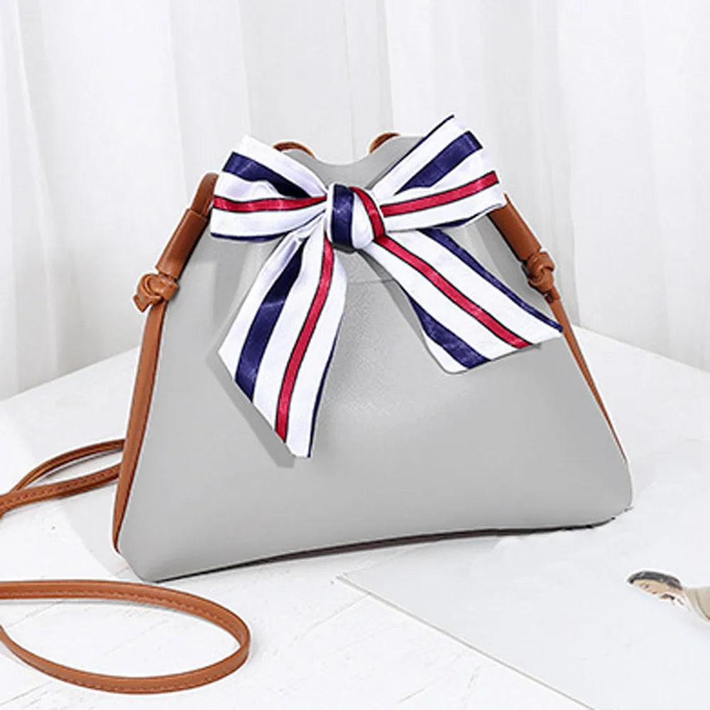 Leather Fashion Women Bowknot Bucket Bag New Design Ladies Women's Purses and Hand Bags Crossbody Bags for Women