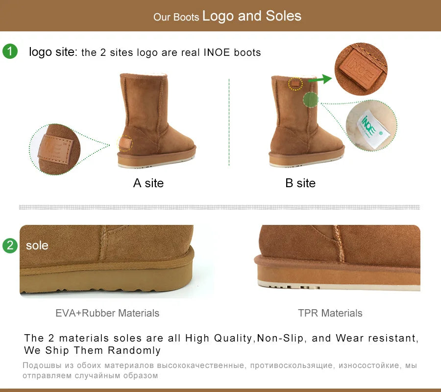 INOE Fashion Fox Fur Botas Real Cow Suede Leather Over The Knee Long Winter Snow Boots for Women Thigh Warm Shoes Black Brown