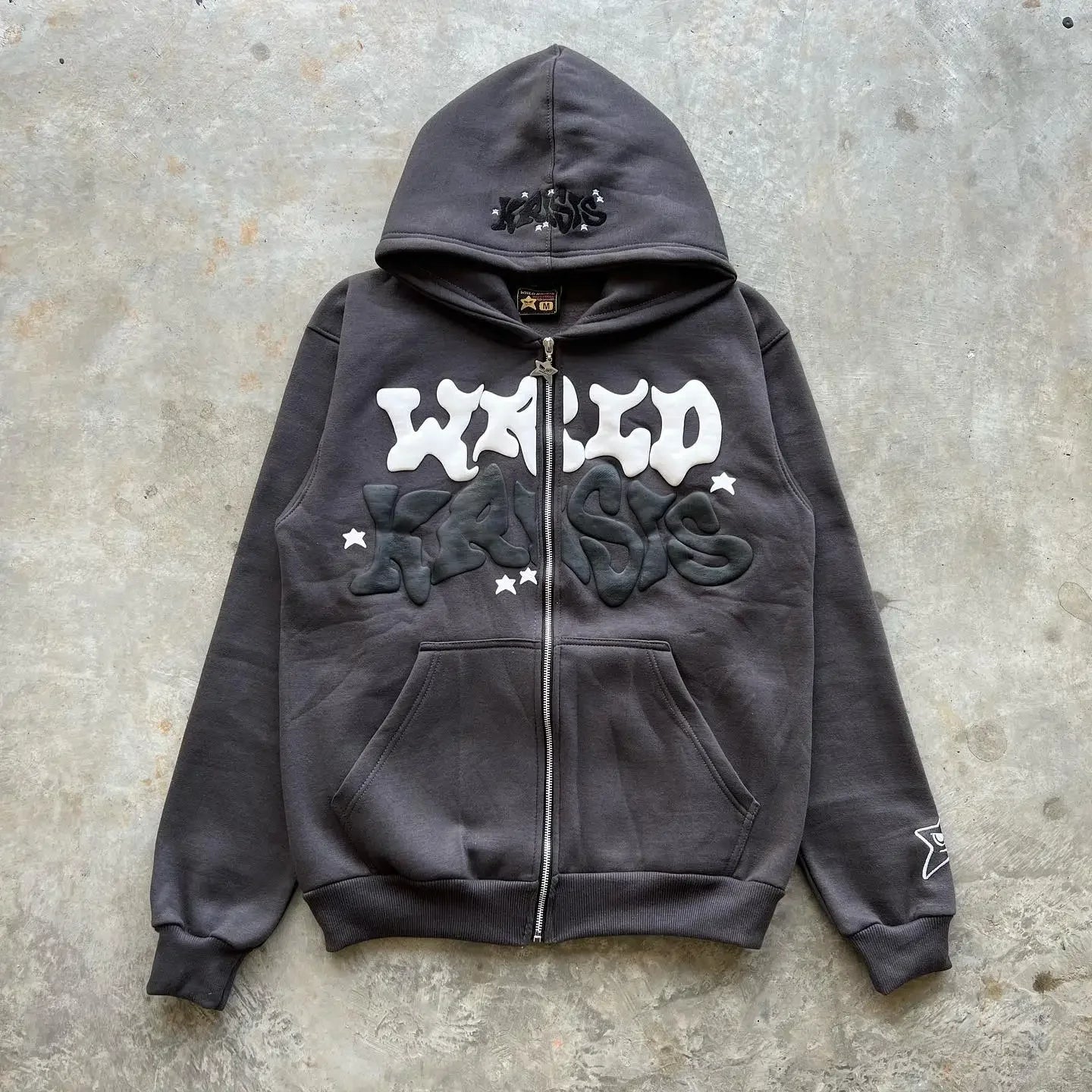 Y2K Streetwear Zip Hoodie Y2K Sweatshirt Hip Hop Letter Graphic Print Oversized Hoodie New Harajuku Gothic Jacket Coats Clothes