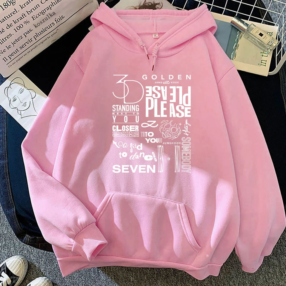 JungKook Golden Hoodie Women Harajuku Standing Next To You Hoodies Unisex Autumn Winter Vintage Seven Pullover Sweatshirts Korea
