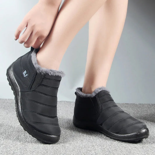 Winter WaterProof Ankle Boots for Women 2022 Warm Plush Women's Shoes Round Toe Thick-soled Outdoor Casual Antislip Couple Boots