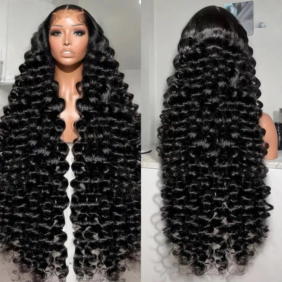 220 Density Loose Wave 13x6 Lace Front Human Hair Wig Brazilian 30 Inch Water Deep Wave Wigs For Women 13x4 HD Lace Frontal Wig