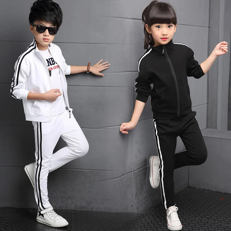 Kids Clothes Set Spring Autumn Girls Boys Long-sleeved Sports Suits Children Teenage Jacket+Pants 2pcs Sets Clothing Tracksuits
