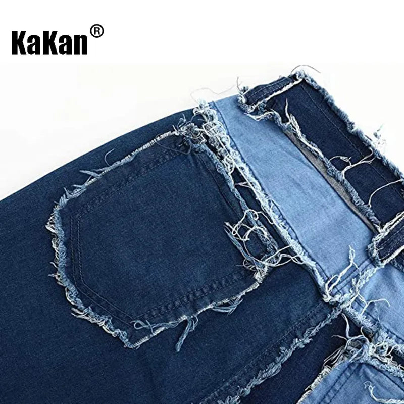 Kakan - New European and American Contrasting Washed Jeans for Men, Street Trend Three Color Patchwork Long Jeans K53-3