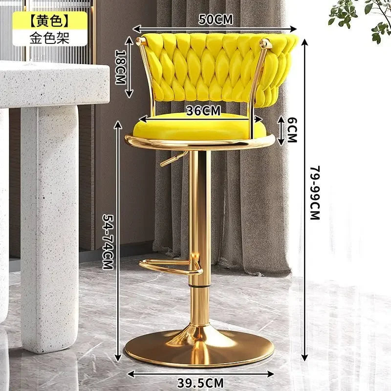 Bar Stool High Stool Can Be Raised and Lowered Light Luxury Backrest High Stool Rotating Iron Kitchen Home Bar Stools