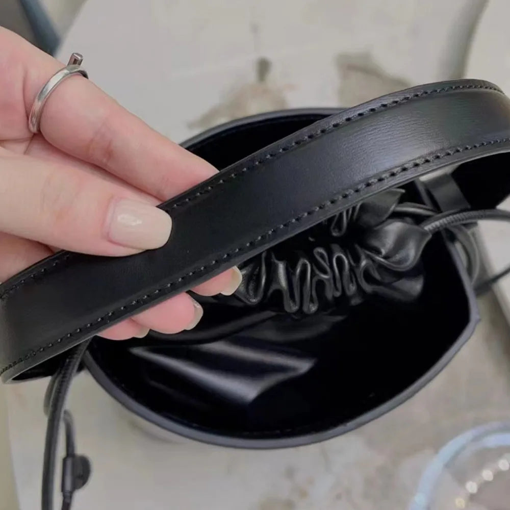 Ins Style Women's Handbag Split Into Two Bags High-end Creative Designer Shoulder Bags Cross-hand Genuine Leather Bucket Bag