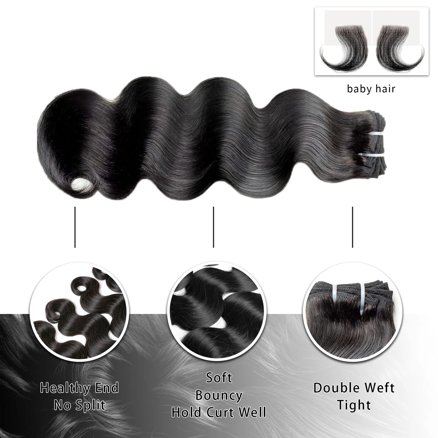 Body Wave Bundles Human Hair 12A 100% Unprocessed Brazilian Virgin Human Hair Bundles Body Wave Human Hair Bundles Natural Black