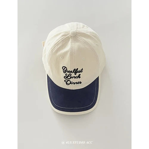 Contrast Patchwork Vintage Brushed Cotton Baseball Cap Women's Big Head Circumference Lovers Wild Face-Looking Small Peaked Cap