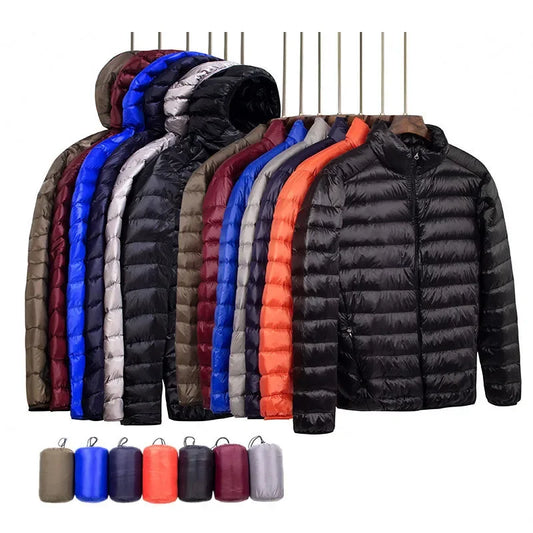 White Duck Autumn Winter Light Down Jacket Men's Fashion Hooded Short Ultra-thin Lightweight Youth Slim Coat Down Jackets 2023