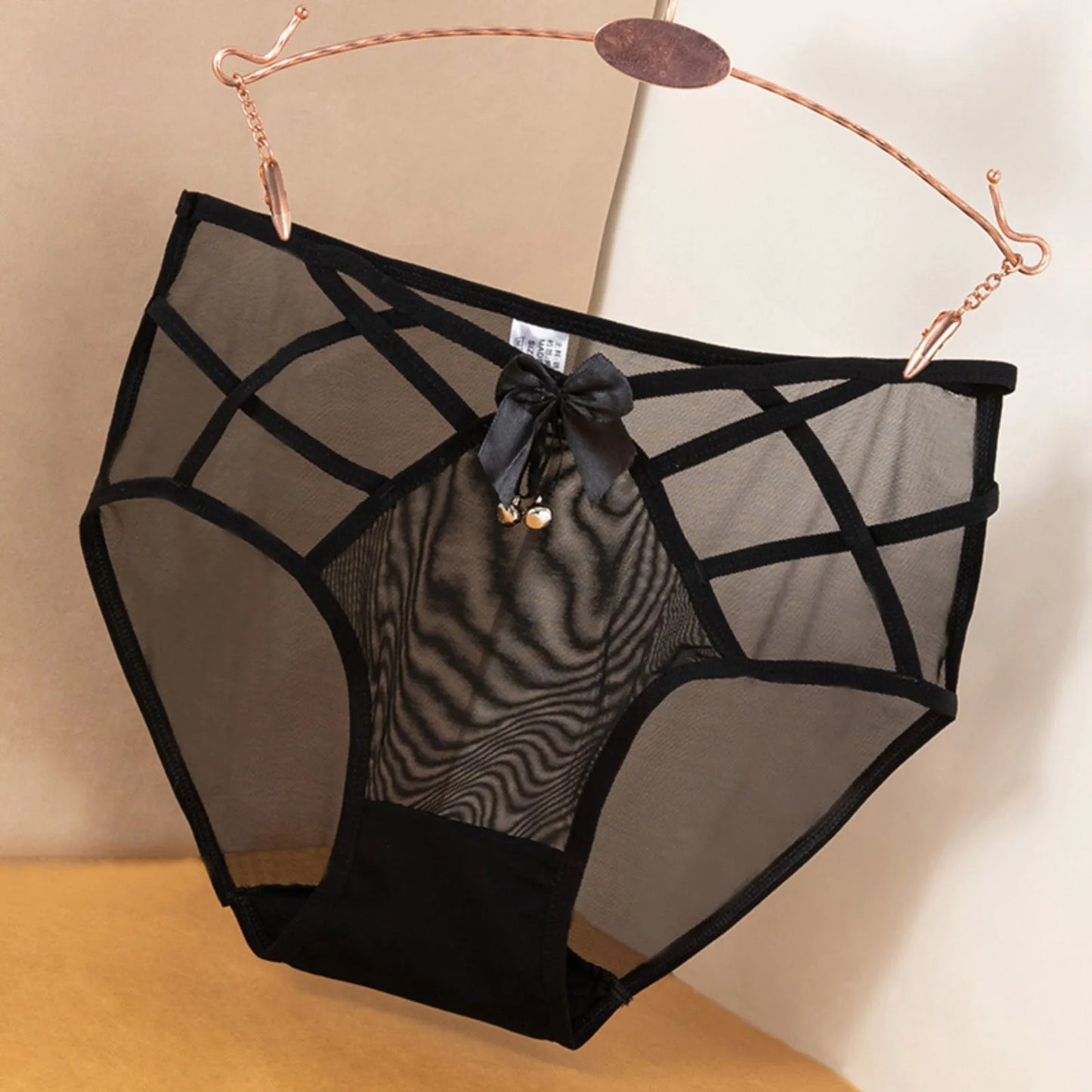 Plus Size Black Lace Hollow Out Lingerie Sexy Perspective Mid-waist Briefs Underwear Seamless Strap Breathable Panties Knicker