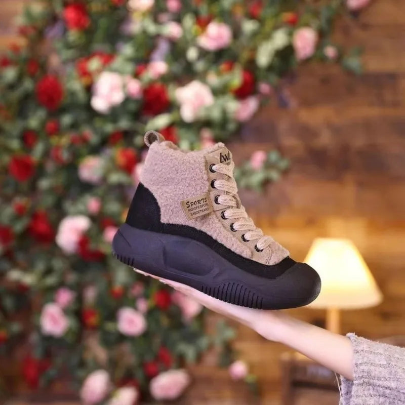 New Cotton Shoes Winter Flat Bottom Soft Bottom Soft Top Shoes 2023 Women's Snow Boots Women's