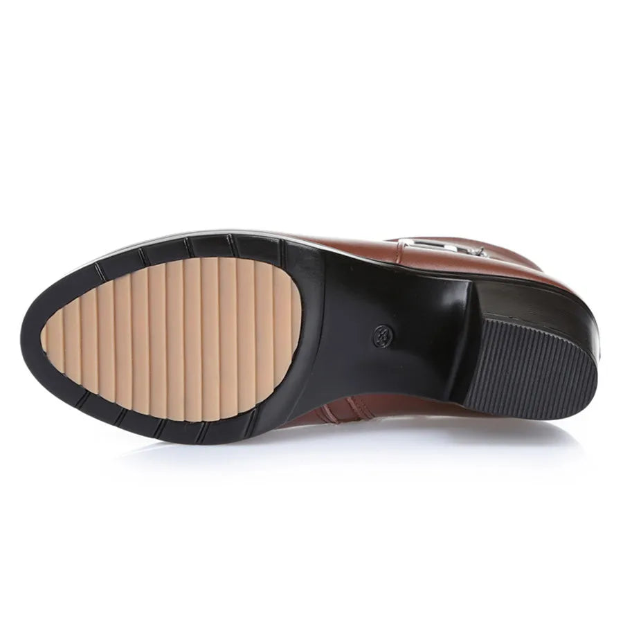 Genuine Leather women boots  2023 winter thick wool lined genuine Leather women snow boots large size women winter shoes