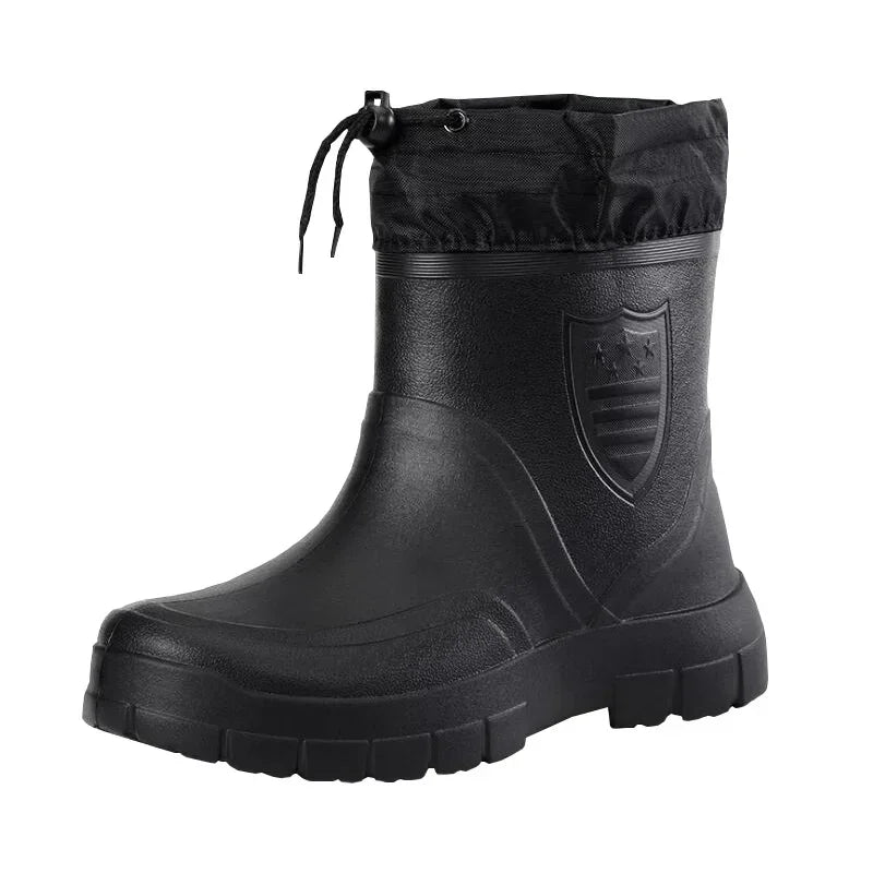 Men's Boots Windproof Outdoor Work Boots Cotton Rain Boots Men Snow Boots Waterproof Winter Rubber Boots Warm Light Ankle Boots