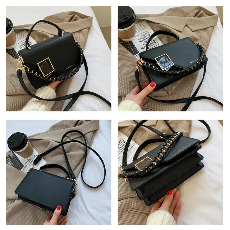 New Chain Women Handbags Pu Leather Designer Shoulder Crossbody Bag and Purses Fashion Brand Women's Messenger Bag Hand Bag