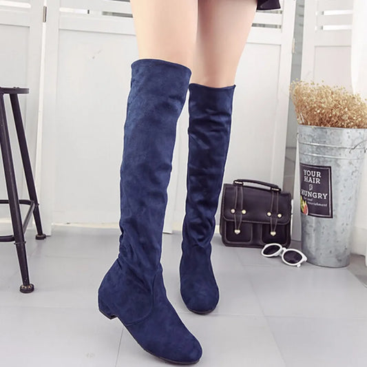 Women's High Boots Shoes Fashion Women Over The Knee Boots  New Autumn Winter Flock Botas Feminina Thigh High Boots Ladies