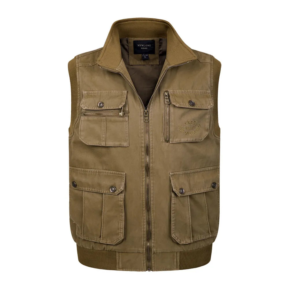 Men Large Size XL-4XL Fit Vest Male High Quality Sleeveless Comfortable Jacket Homme Classic 100% Cotton Tactical Waistcoat