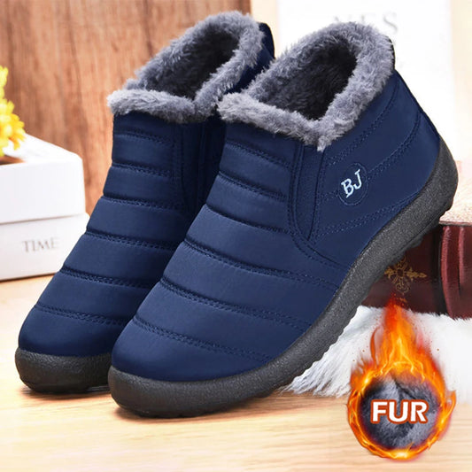 2023 Women Boots Snow Fur Women Shoes Platform Slip On Woman Ankle Boots Shoes Flat Botas Waterproof Mujer Winter Boot Female