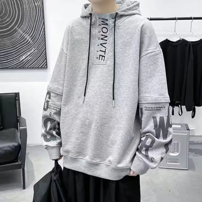 Fashion Men's Sets Spring Autumn Korean Elastic Waist Trouser+Print Pullover Sweatshirt Sets Men Casual Men Clothing Hoodies Set