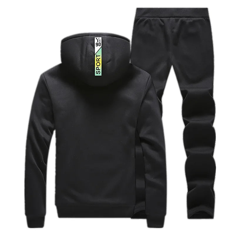 Winter Tracksuits Men Set Casual Thicken Fleece Warm Hooded Jacket Pants Spring Sweatshirt Sportswear Coats Hoodie Track Suits