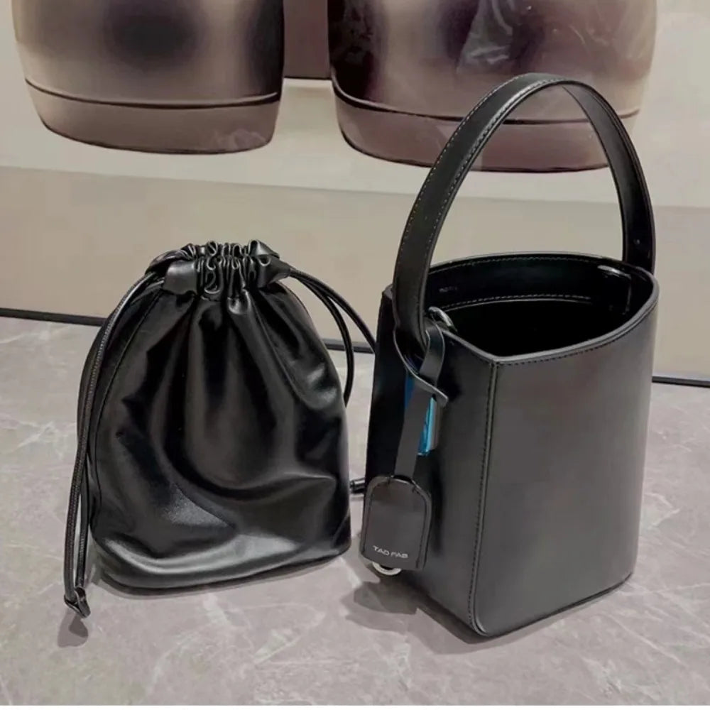 Ins Style Women's Handbag Split Into Two Bags High-end Creative Designer Shoulder Bags Cross-hand Genuine Leather Bucket Bag