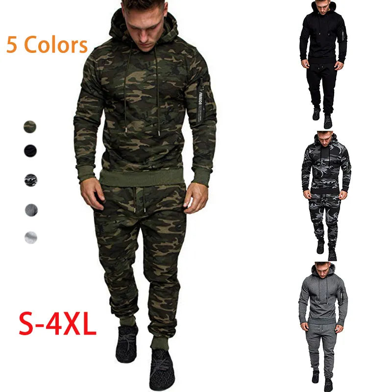 NEW Men's Casual Tracksuit  Autumn Winter Men Hoodies and Sweatpants Two Pieces Sets Sportswear Plus Size Clothing for Male