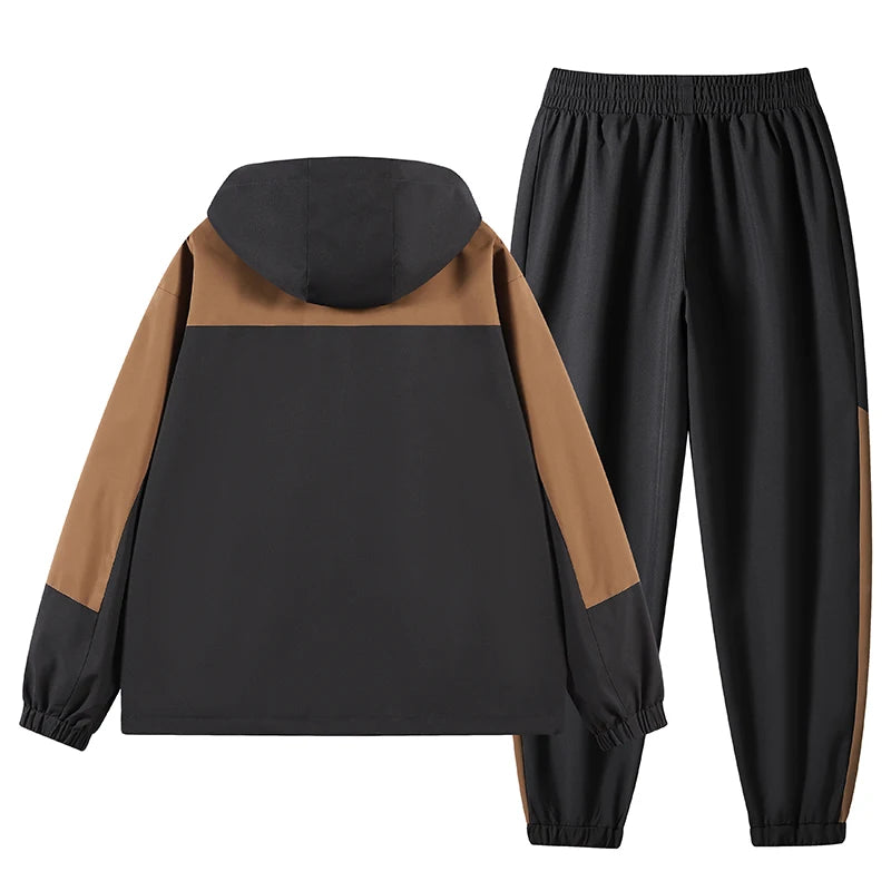 Mens Streetwear Cargo Pullover Hooded Tracksuit 2 Pieces Sets Jackets And Cargo Pants Loose Fit Pants Hip Hop jacket