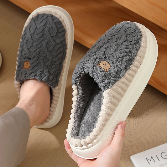 Cotton Slippers Mens Womens Autumn Winter Indoor Living and Home Warming 2024 New Fur Slippers For Lovers In Winter For Home Use