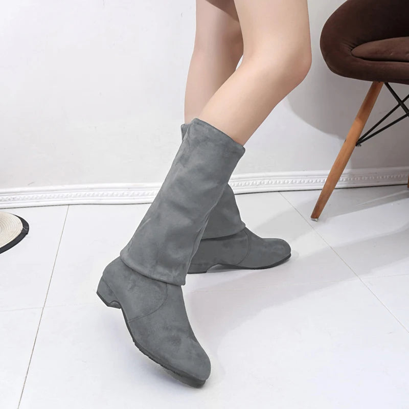 Women's High Boots Shoes Fashion Women Over The Knee Boots  New Autumn Winter Flock Botas Feminina Thigh High Boots Ladies