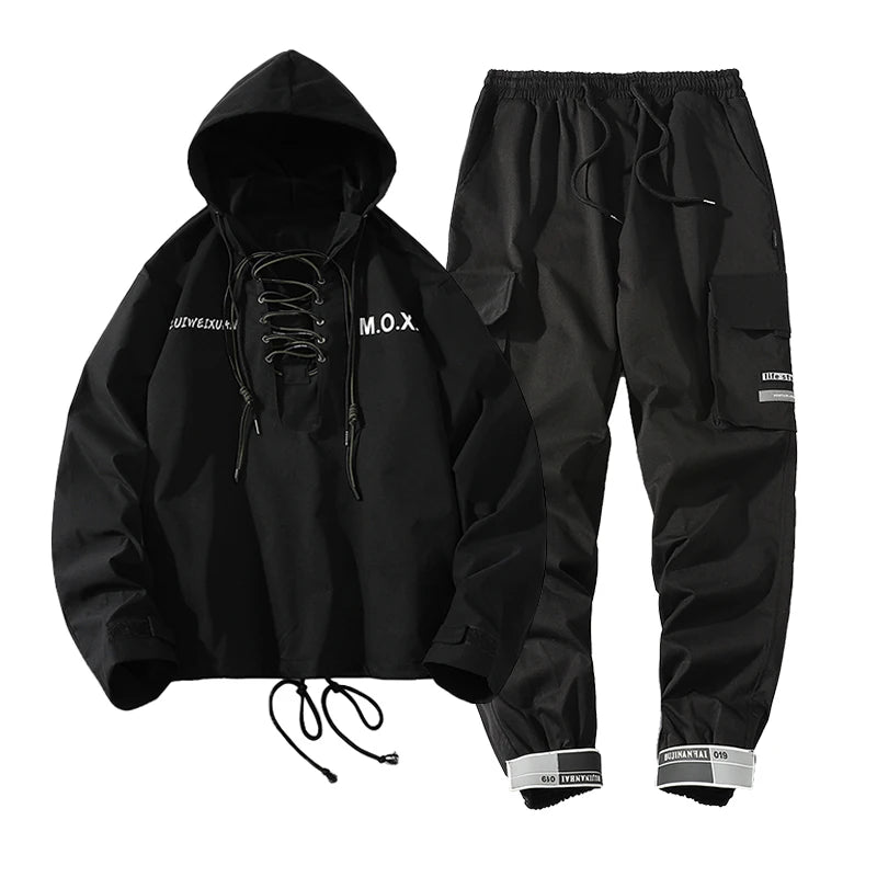 Men's Tracksuit Streetwear Two-piece Set Sweat Suit Polyester Overalls Men's Jacket and Harem Pants 2023 Hip Hop Mens Clothing