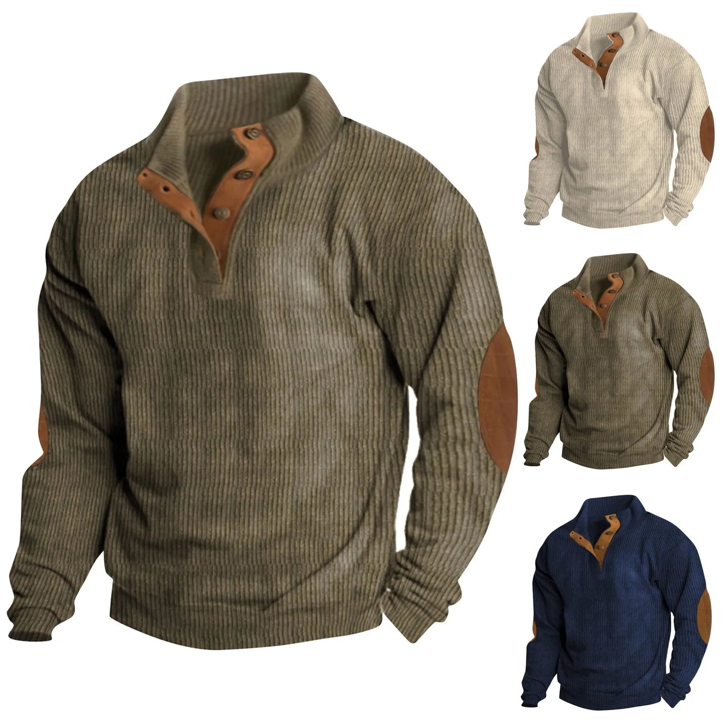 Men‘s Versatile Sweater Spring And Autumn style Standing Collar  Pullover Long-sleeved Sweater Fashionable Casual Sweater
