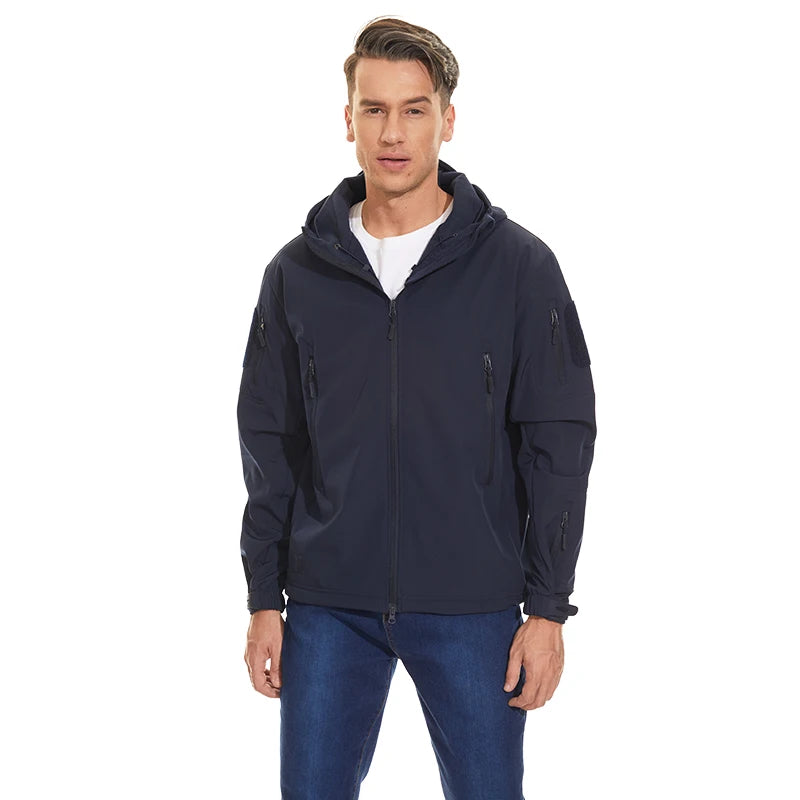 MAGCOMSEN Winter Men's Jacket Water Resistant Softshell Windbreaker Coat with Hood Warm Fleece Lined Travelling Jacket