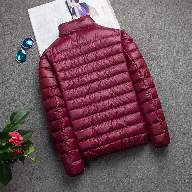 White Duck Autumn Winter Light Down Jacket Men's Fashion Hooded Short Ultra-thin Lightweight Youth Slim Coat Down Jackets 2023