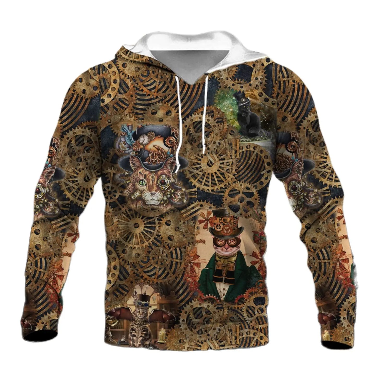 Men's Skull Print Hoodies Autumn Fashion Retro Hip Hop Style Jackets Coat Street Trend Sweatshirts Leisure Comfortable Pullover