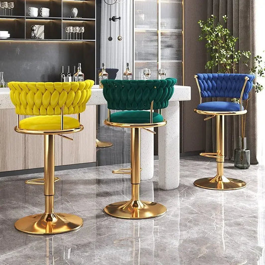 Bar Stool High Stool Can Be Raised and Lowered Light Luxury Backrest High Stool Rotating Iron Kitchen Home Bar Stools