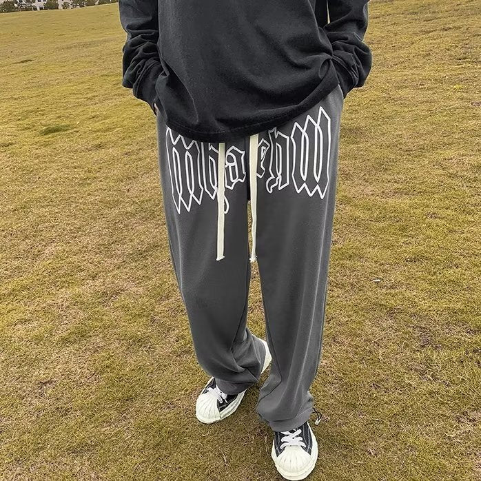 Men's Summer Plus Size Sports Loose Straight Wide Leg Casual Trousers