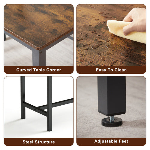 Dining Table Set, Bar With 2 Dining Table Benches